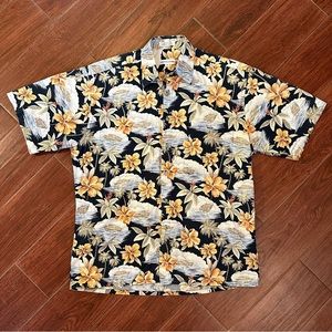Hawaiian Pierre Cardin Short Sleeve Men’s Button Up Shirt Size Medium